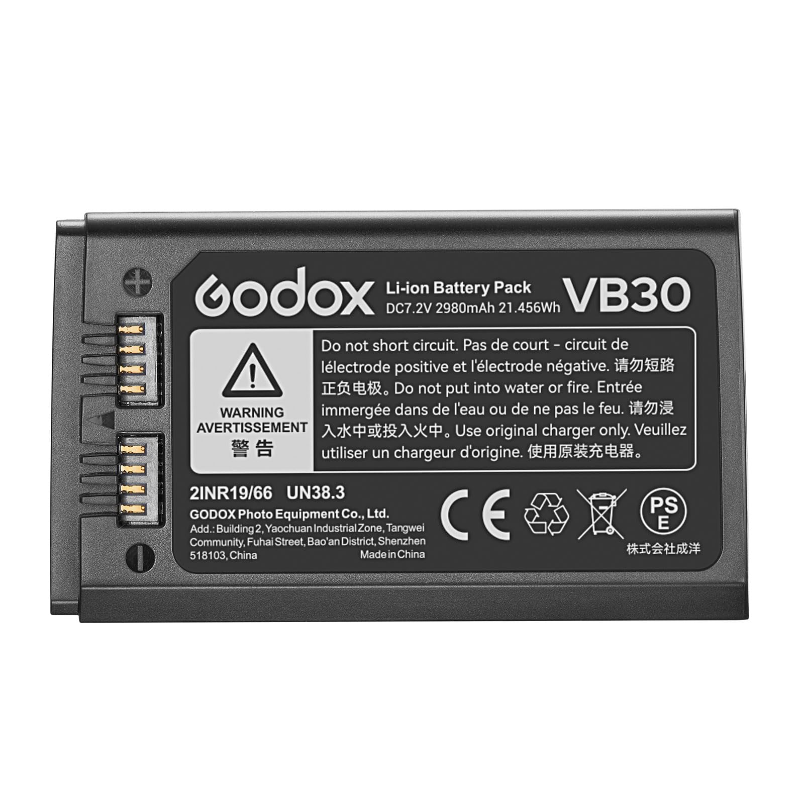 Godox VB30 Batería para V1Pro V1 V860III V850III Flashes, DC 7,2 V, 2980 mAh, 21,456 WH (Actualización VB26)