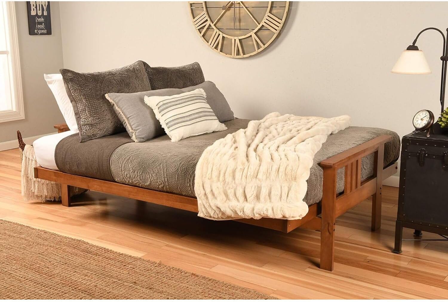 Maykoosh Full Size Futon Frame Set - Hardwood Convertible Sofa Bed - Barbados Finish - 79" x 37" x 33"