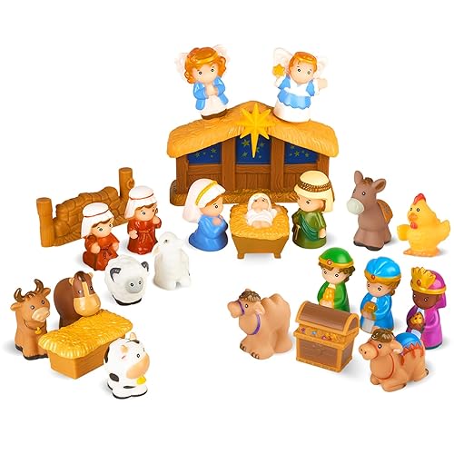 HARDWIND 25pcs Nativity Set for Kids, Christmas Story Playset Figurine,