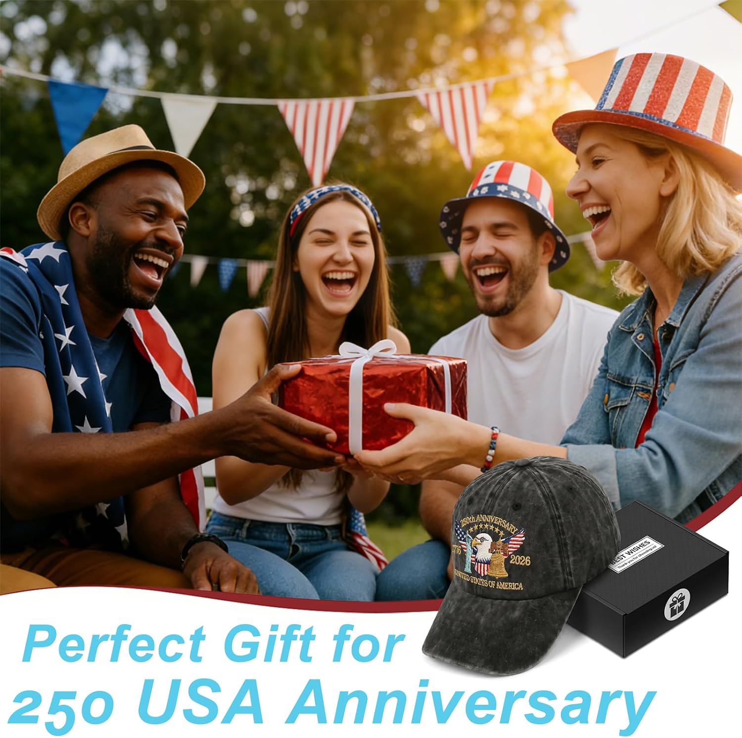 250 Anniversary USA Hat 1776-2026, Patriotic Embroidered Hat, 250 Anniversary USA Gifts for Men Women
