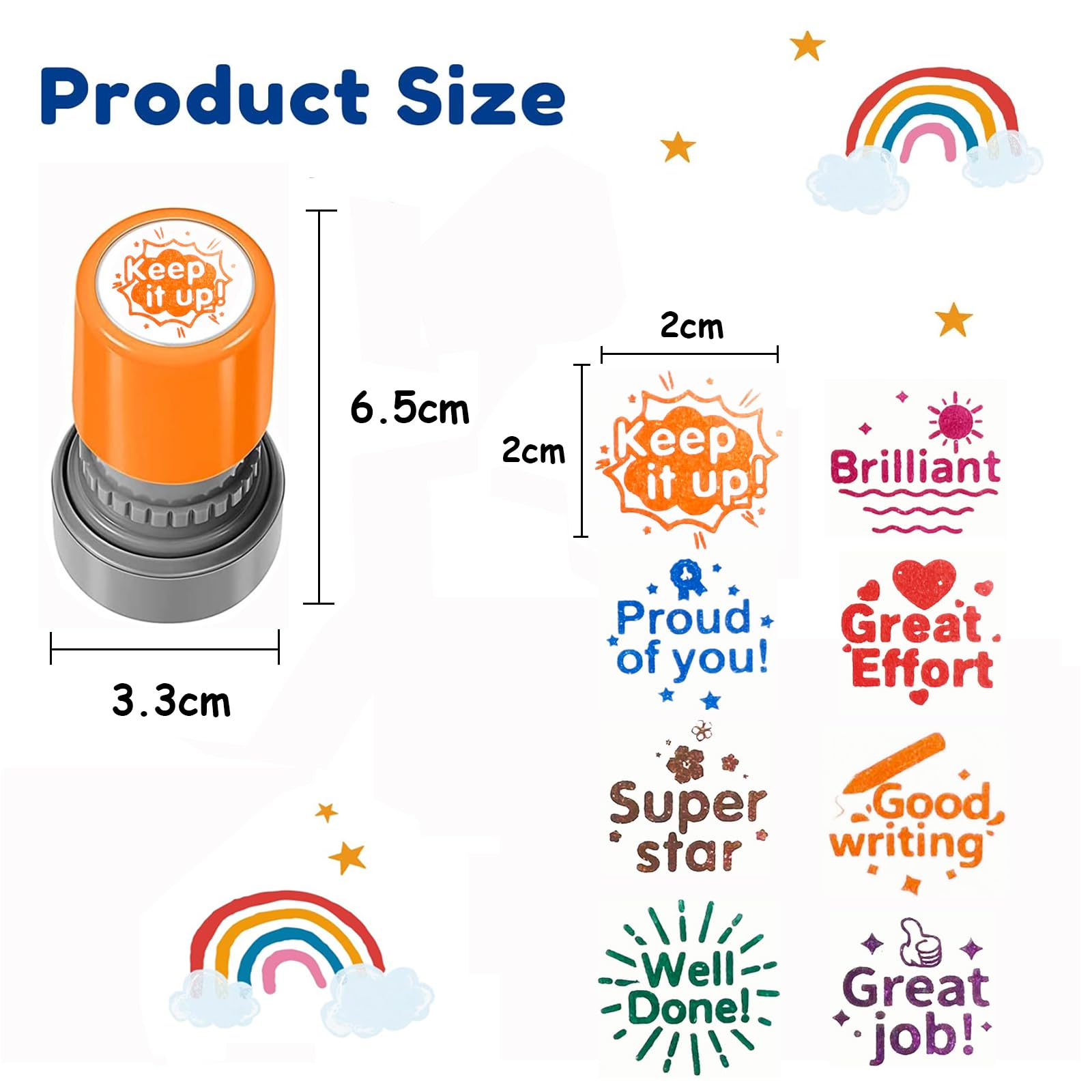 Snapklik.com : 8 Pcs Round Self-Inking Teacher Stamps Motivational ...
