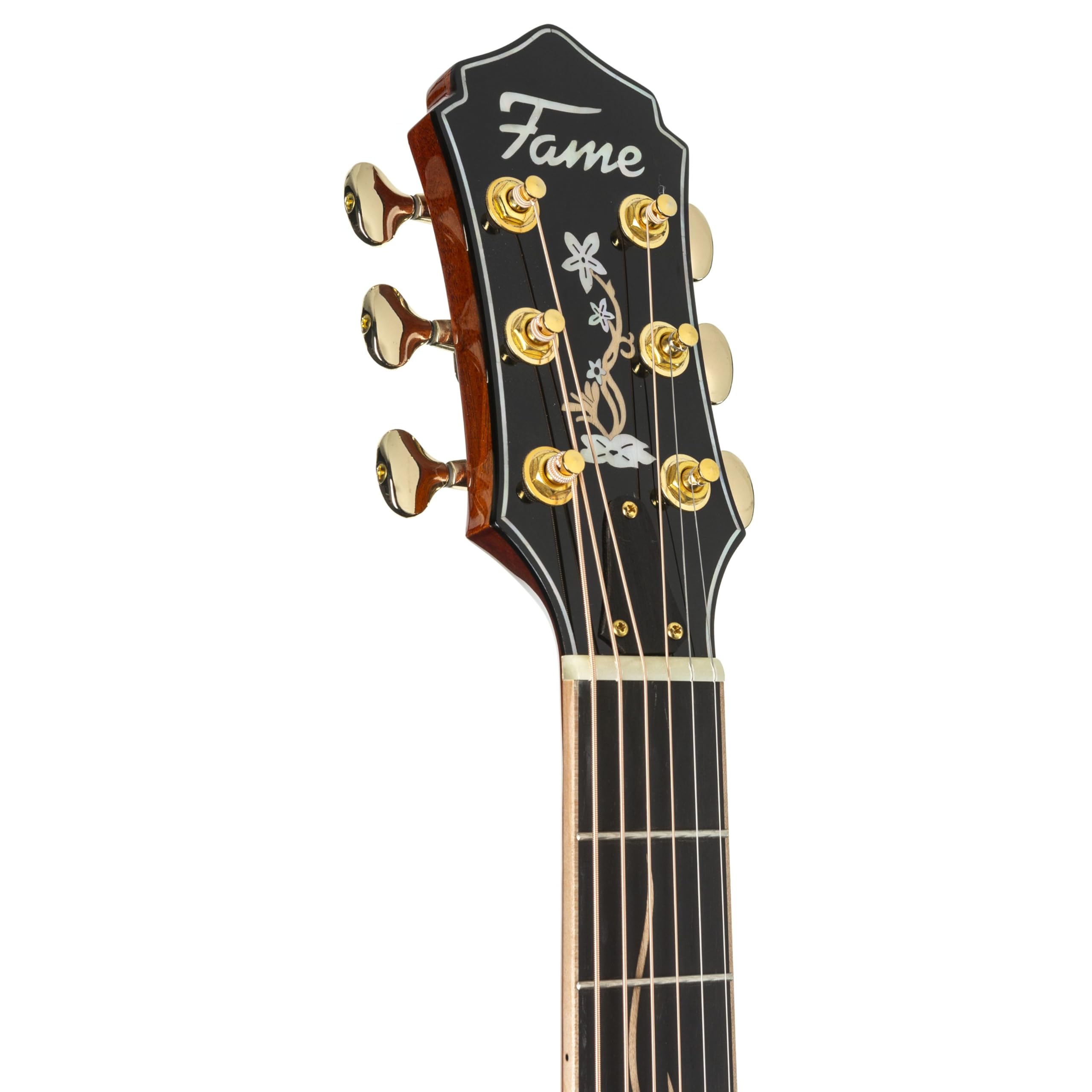 Fame Rosewood Deluxe Westerngitarre, Grand Auditorium, Fichte Massive Decke, Palisander Boden und Zargen, Mahagoni Hals, Ebenholz Griffbrett, kompatibel mit Tonabnehmersystem
