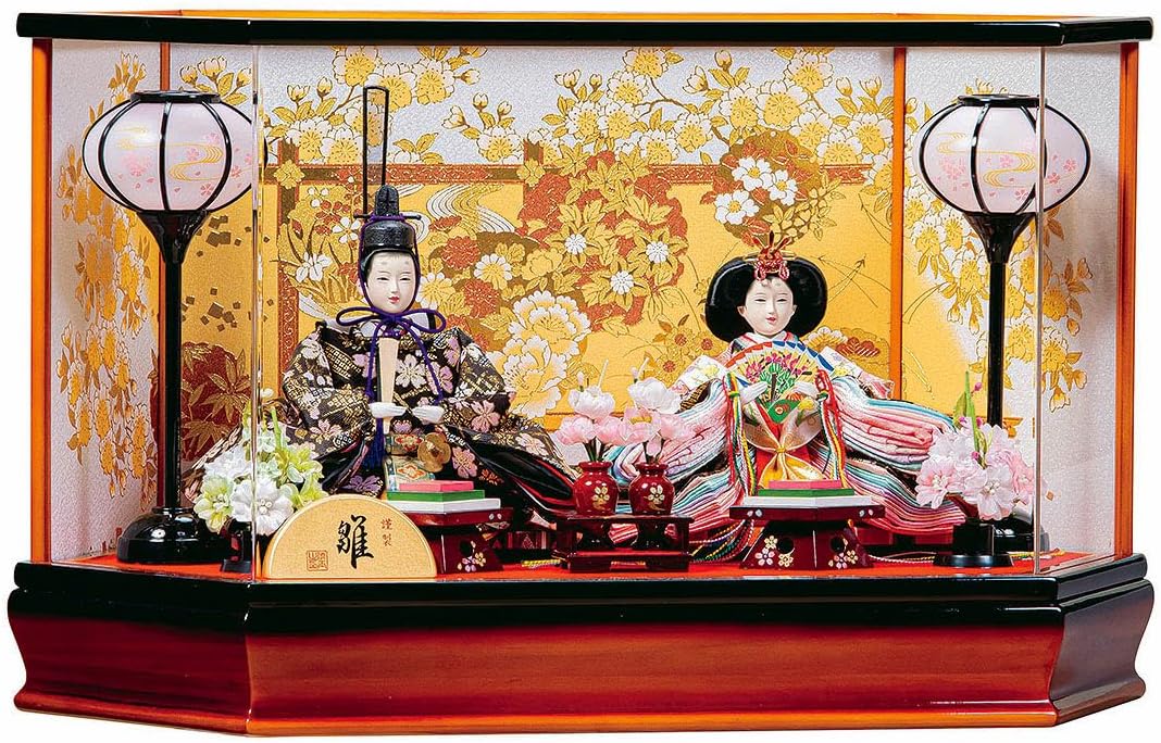 雛人形 桜型アクリルケース入り親王飾り 間口約46×奥行約25×高さ約