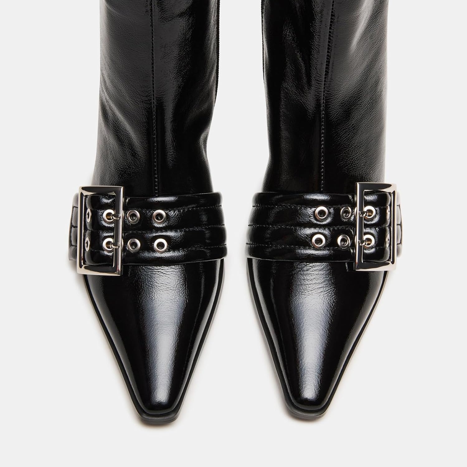 Vaslemuse Women Booties Buckle Ankle Boots Kitten Low Heel Eyelet Booties Sexy Pointy Toe Fashion Dress Short Boots with Zips - Image 6