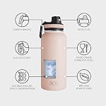BOZ Bouteille en acier inoxydable XL (1 L / 32oz) Grande bouche, BPA Bouteille d'eau en métal libre, bouteille d' eau isolante à double paroi sous vide, bouteille Sport Water, bouteille en acier (rose blush)