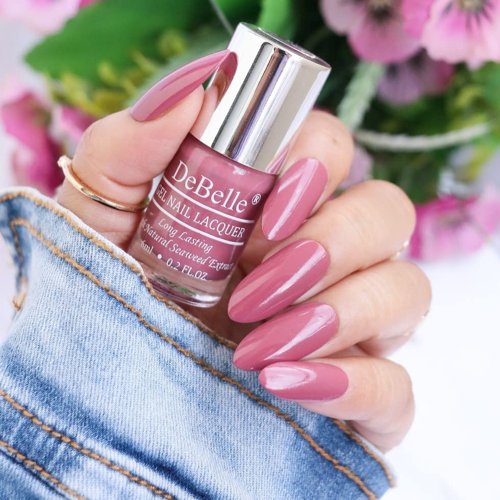 Image of DeBelle Gel Nail Polish Magical Misha(Dark Magenta Mauve Nail Paint)|Non UV - Gel Finish |Chip Resistant | Seaweed Enriched Formula| Long Lasting|Cruelty and Toxic Free| 6ml