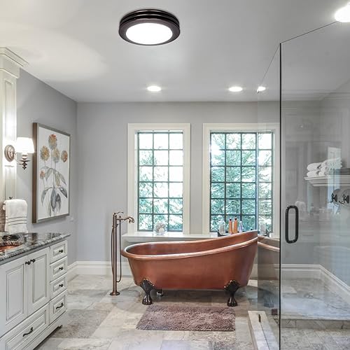 Miniatura 2 de Akicon Extractor de baño ultra silencioso con luz LED 80CFM 2.0 Sones redondo ventilador de ventilación de baño con cubierta de vidrio esmerilado