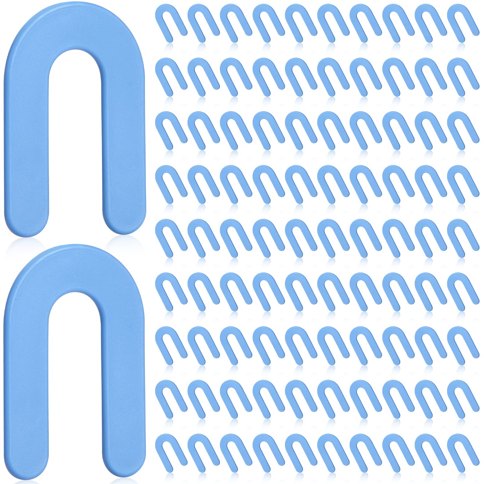 Yookeer 1000 Pieces Tile Leveling System Tile Spacers 1/16 Inch, Horseshoe Shim U Shape Plastic Vitrolite Leveling Clips for Various Types, Blue