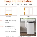 Amazon Basics 3-In-1 portatif Air Conditionneur, 10,000 BTU (ASHRAE), Refroidir jusqu'à 450 Sqf, portable AC avec fonction Cool/Dry (déshumidificateur)/Fan-Only, mode automatique, mode sommeil, minuterie, blanc
