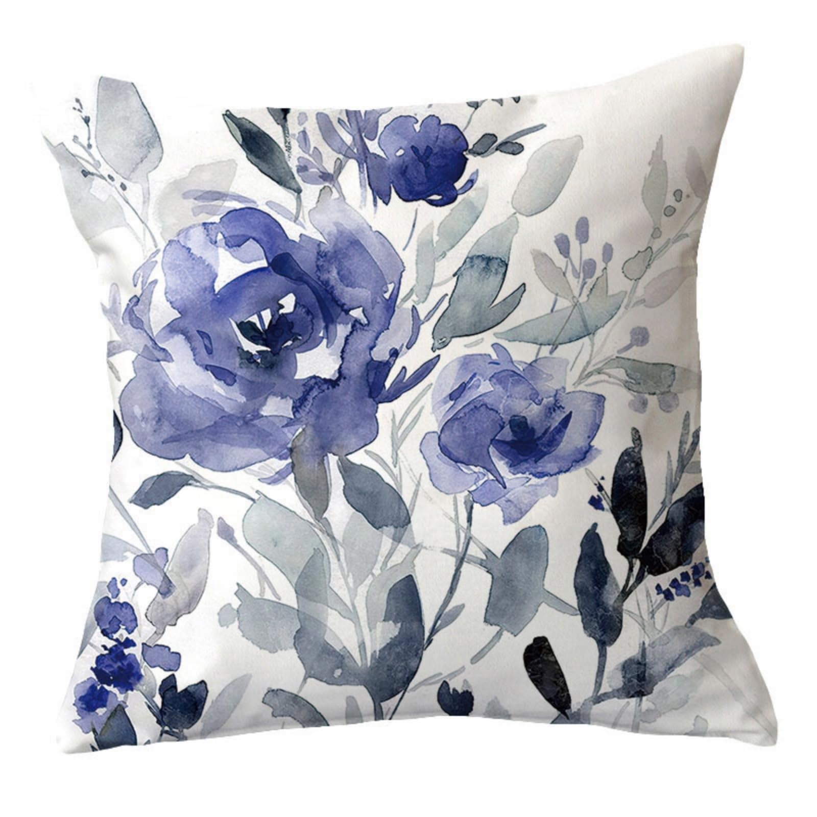 wxlmom Cushion Covers 40cm x 40cm Purple Flower Pillowcase Invisible Zipper