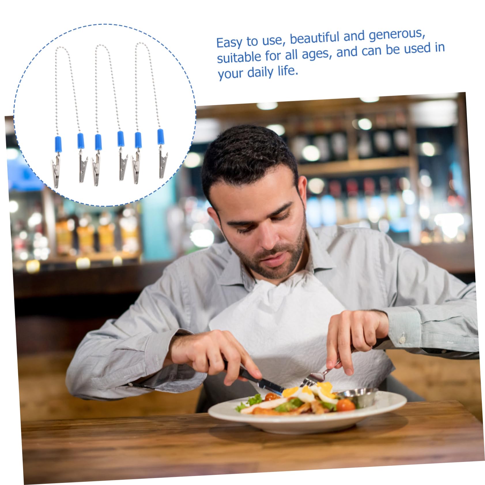 Hemoton Professional Napkin Clip Chain Towel Apron Bib Holder for Boys and Girls Adults Random