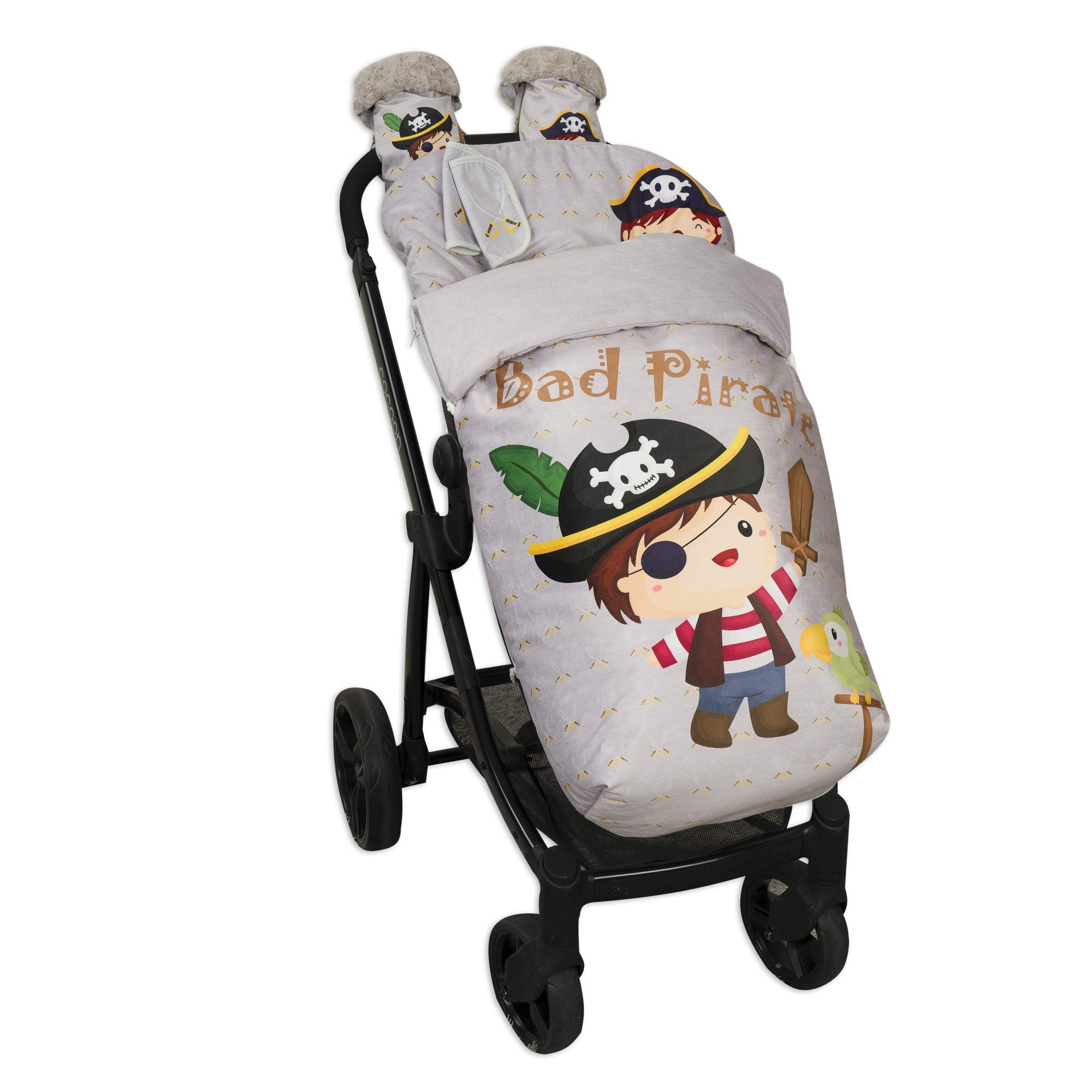 Saco de Bebé Universal Silla con Cubre Pies Polar, Desmontable con Cremalleras. Lavable a máquina. (Bad Pirate)
