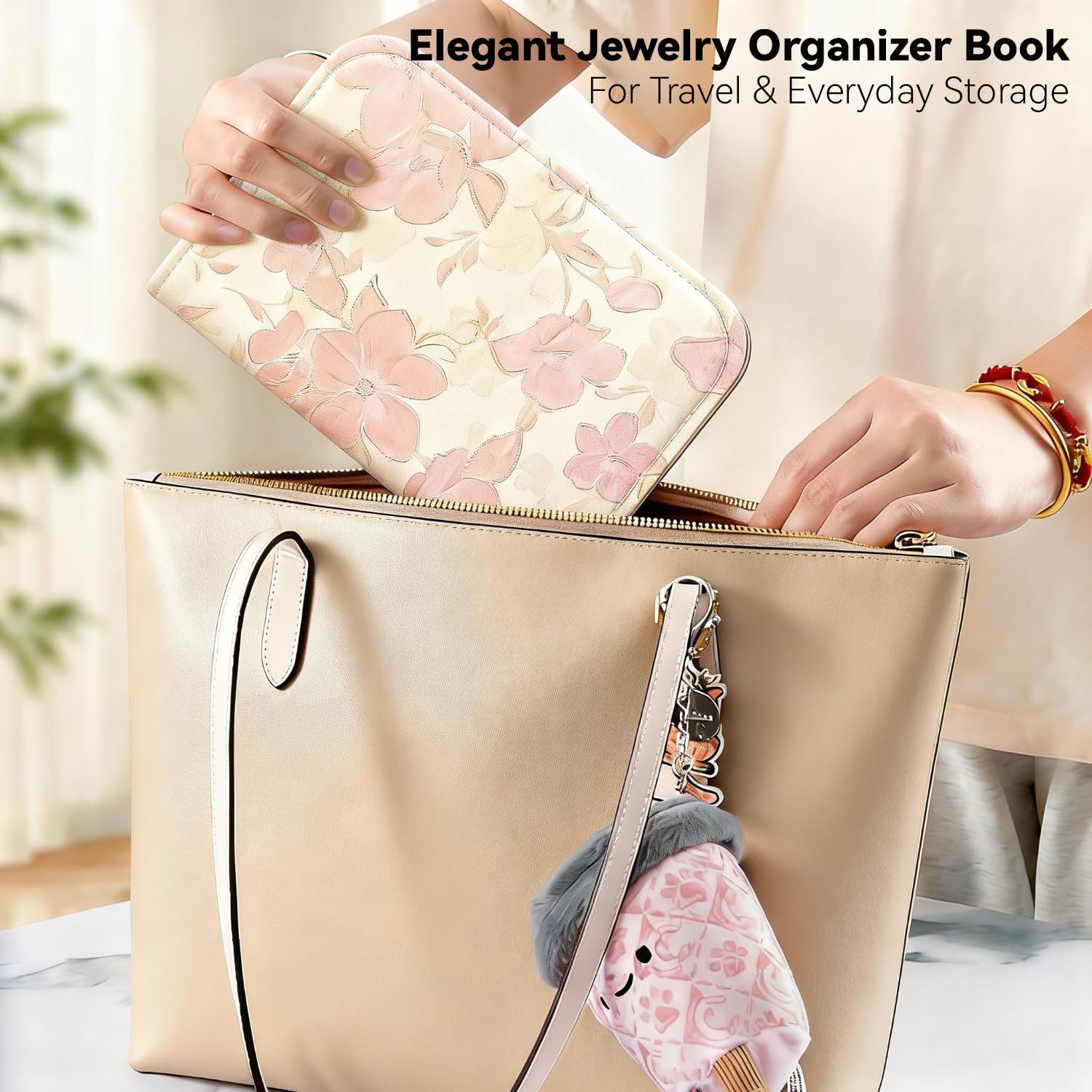 A5 Podróżny organizer na biżuterię, broszura z 5 stronami i 12 kieszeniami zapinanymi na zamek, przenośna torba do przechowywania biżuterii z oknami PCV, mini etui podróżne na biżuterię, na naszyjniki