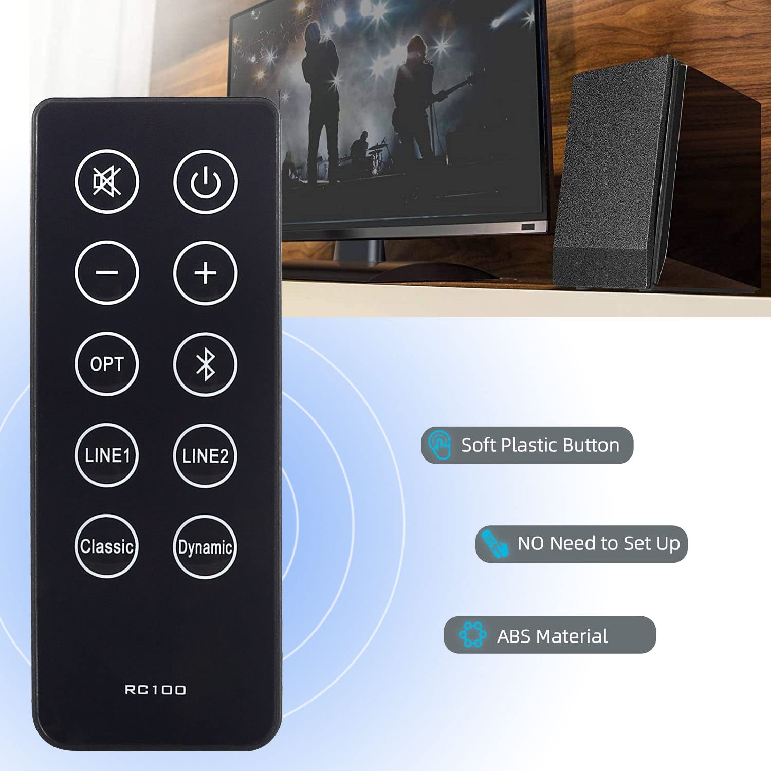 Replacement Remote Control RC10D RC100 for Edifier R2000DB Soundbar System Bookshelf Speakers, Black - Image 2
