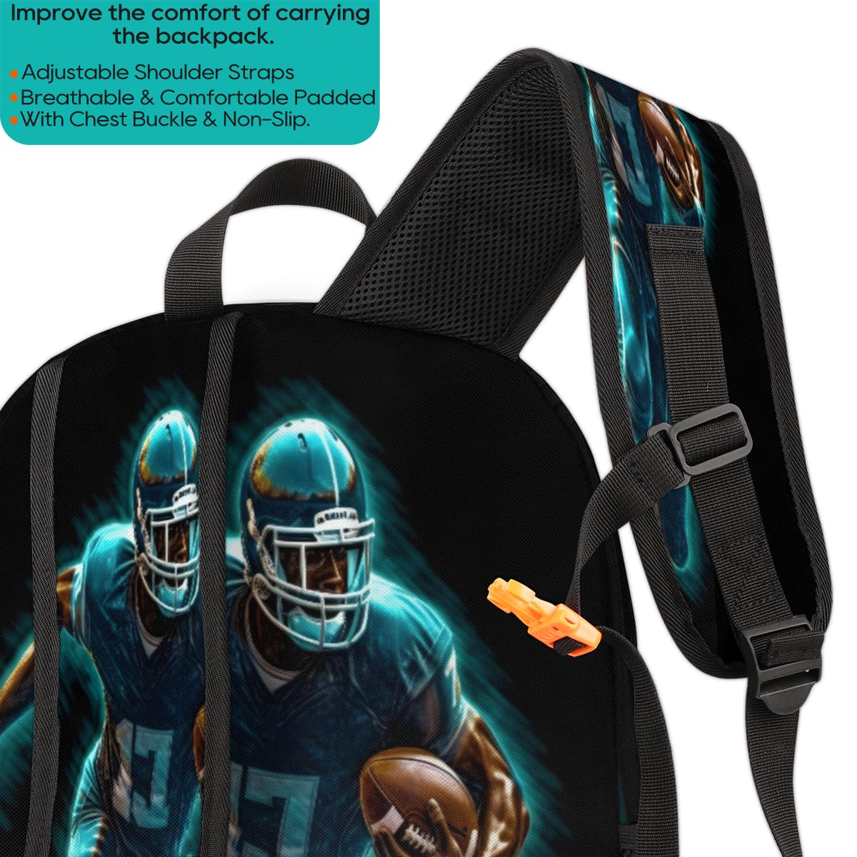TropicalLife Plecak piłkarski 3D, wielofunkcyjny plecak dla dzieci, dziewcząt, chłopców, mężczyzn, kobiet, unisex, 18,4 l, plecak szkolny, torba na książki, na co dzień, na laptopa, torba na co dzień,