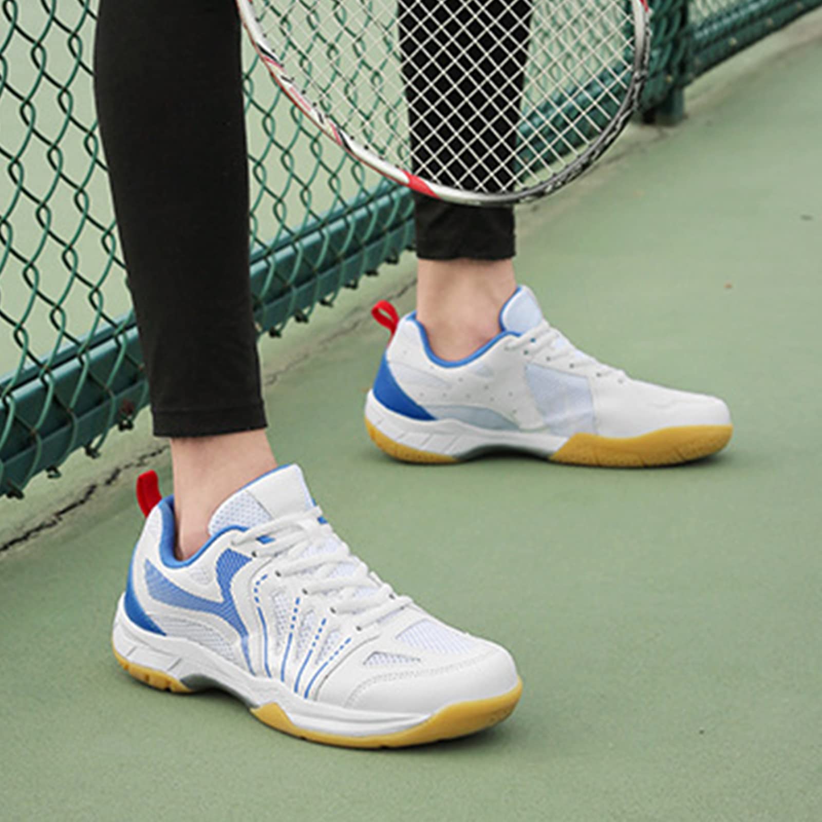 SDEQA Zapatos De Bádminton para Hombres Zapatos De La Corte Interior Zapatillas Antideslizantes De Tenis Deporte Transpirable para Tenis De Tenis De Calabaza Tenis
