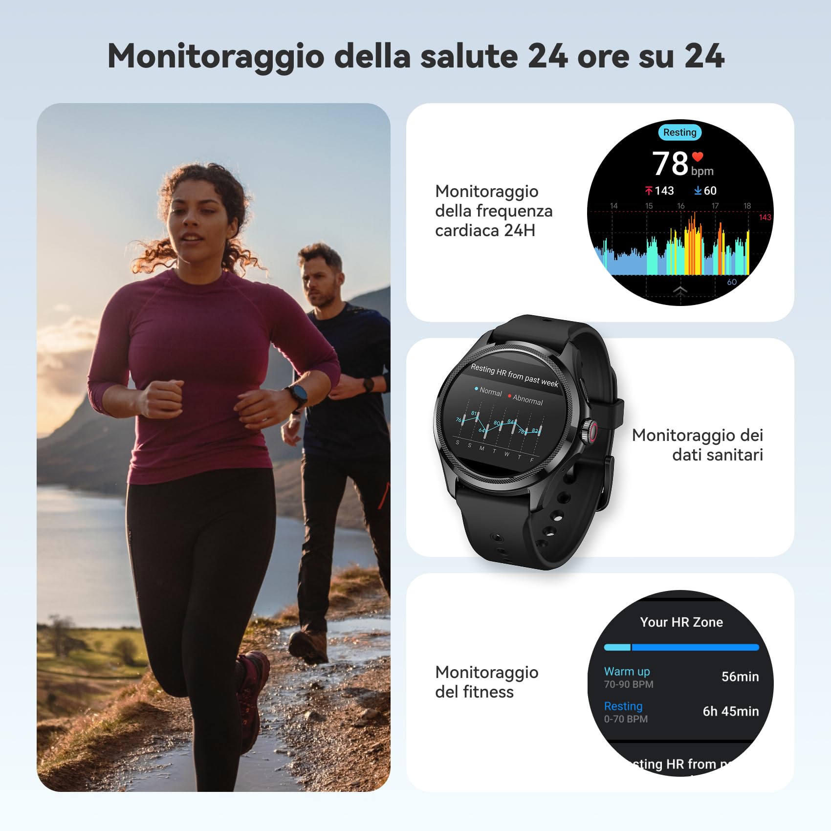 Ticwatch Pro 5 Smartwatch Android per uomo Snapdragon W5+ Gen 1 Wear OS Smart Watch 80 ore Batteria Salute Monitoraggio fitness NFC GPS Compatibile solo con Android