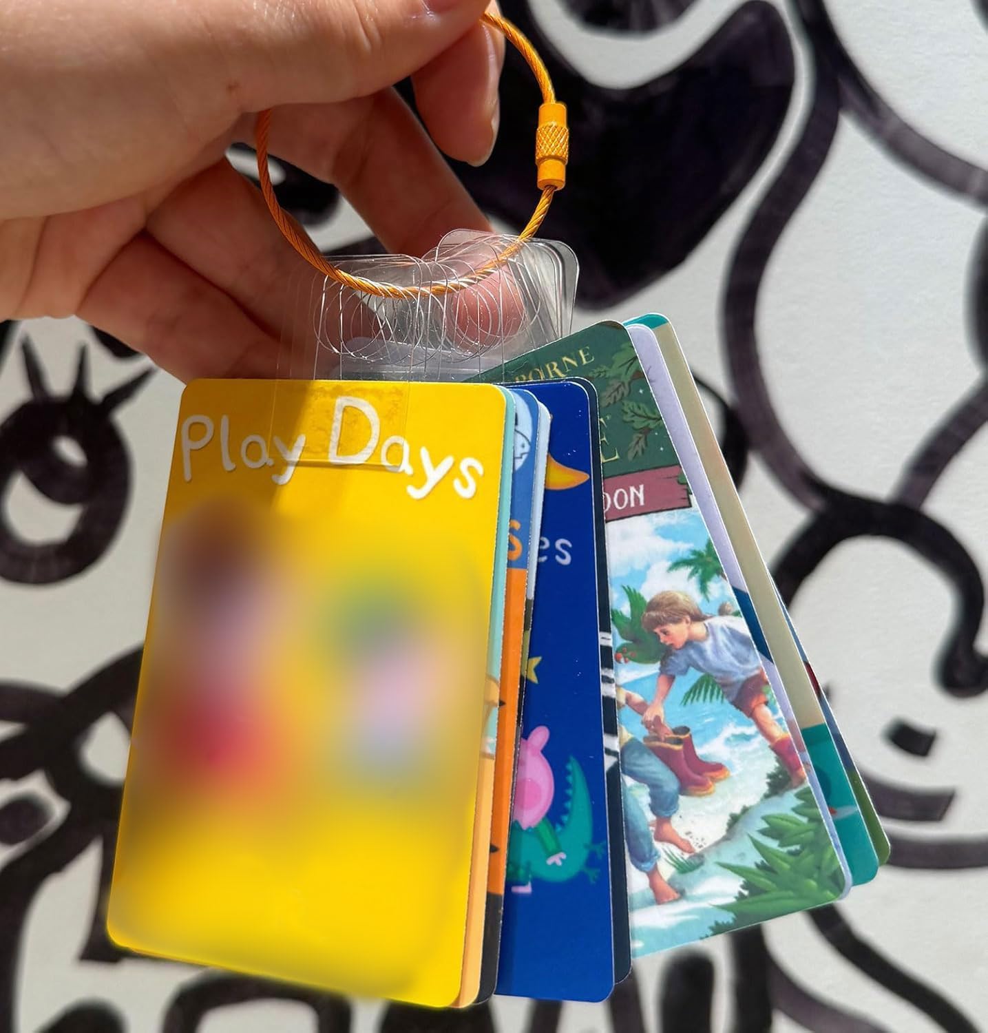 Card Holder for Yoto Cards Rings and Tabs 200 PCS Self Adhesive Tabs with 10 Loops Kids Travel Carrier of Yoto Accessories Card Holder Organizer Storage Case