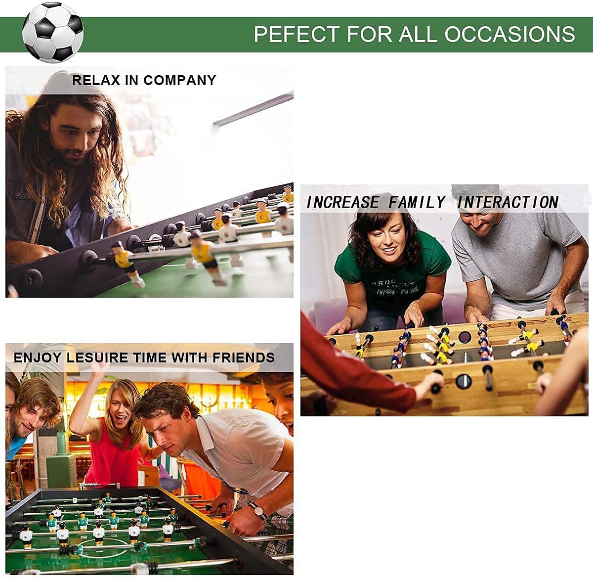 Kidoyz Foosball Table Football Game (Medium) | Indoor Table Soccer for Kids & Adults with 2 Rods, 2 Players, 2 Balls & Score Tracker | 55x47x15 cm Wooden Mini Football Table | 2 Player Family Game 2