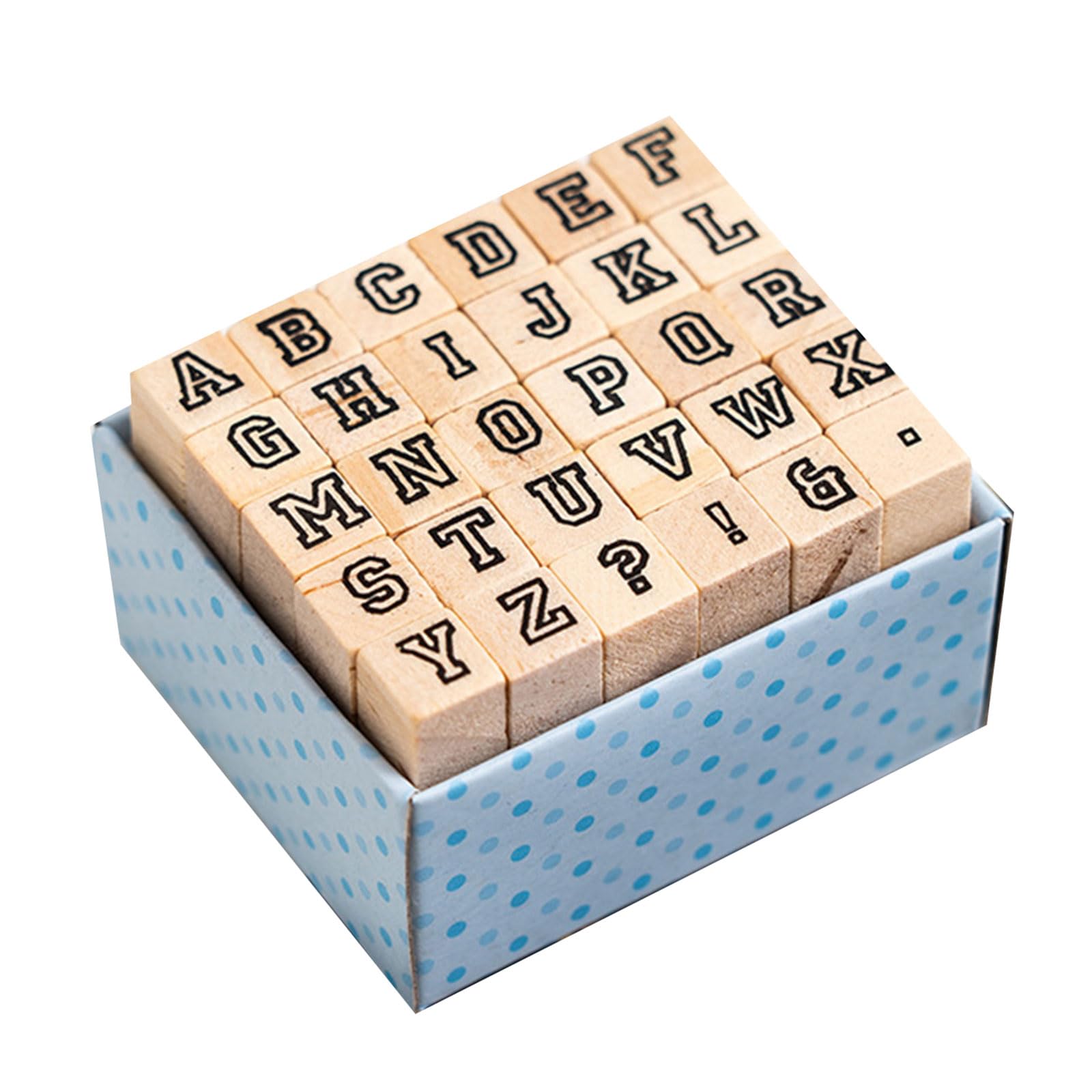 30Pcs Wood Craft Stamp Vintage Scrapbooking Letter Stamper for Card Making Scrapbooking Journal Planner Albu