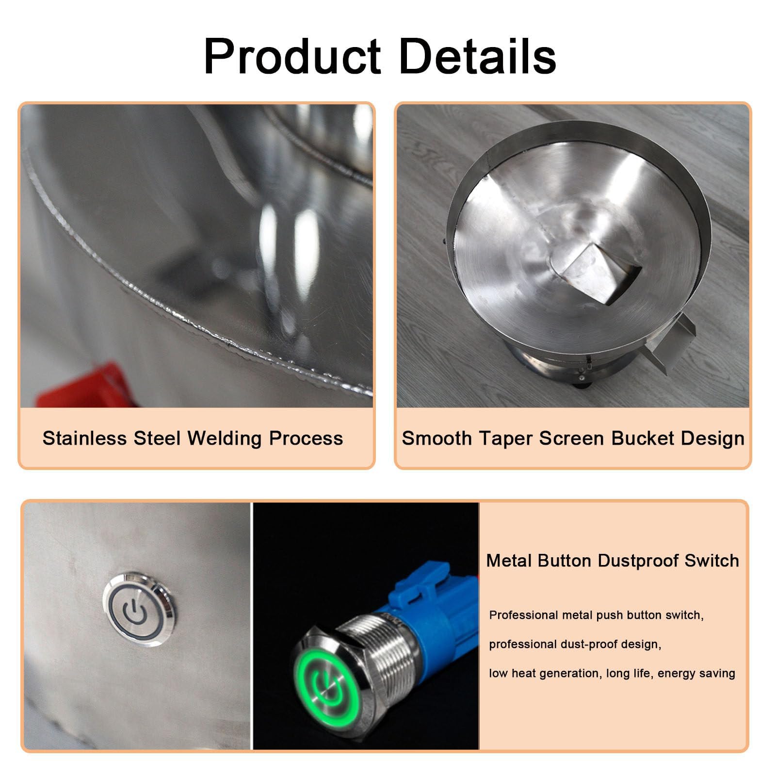 Agitador de tamiz automático, máquina de tamiz vibratorio eléctrico de acero inoxidable, 1350 RPM, para partículas de polvo y líquido