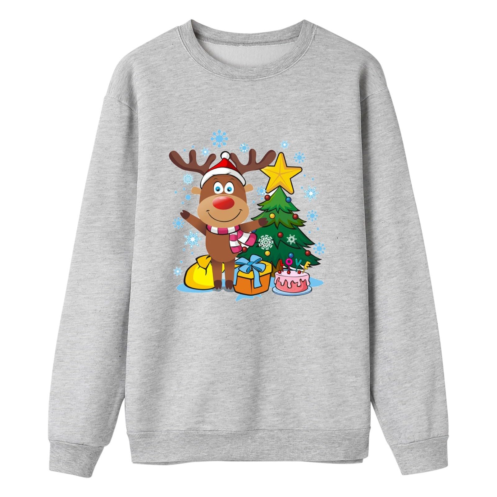 XINGENG Pull Noel Famille Pulls De Noël Homme Femme Enfant Garçon Fille Sweat Shirt Sweatshirt Col Rond Christmas Sweat-Shirt Manche Longue Hiver Chaud Pour Toute La Famille (Noir, Maman S
