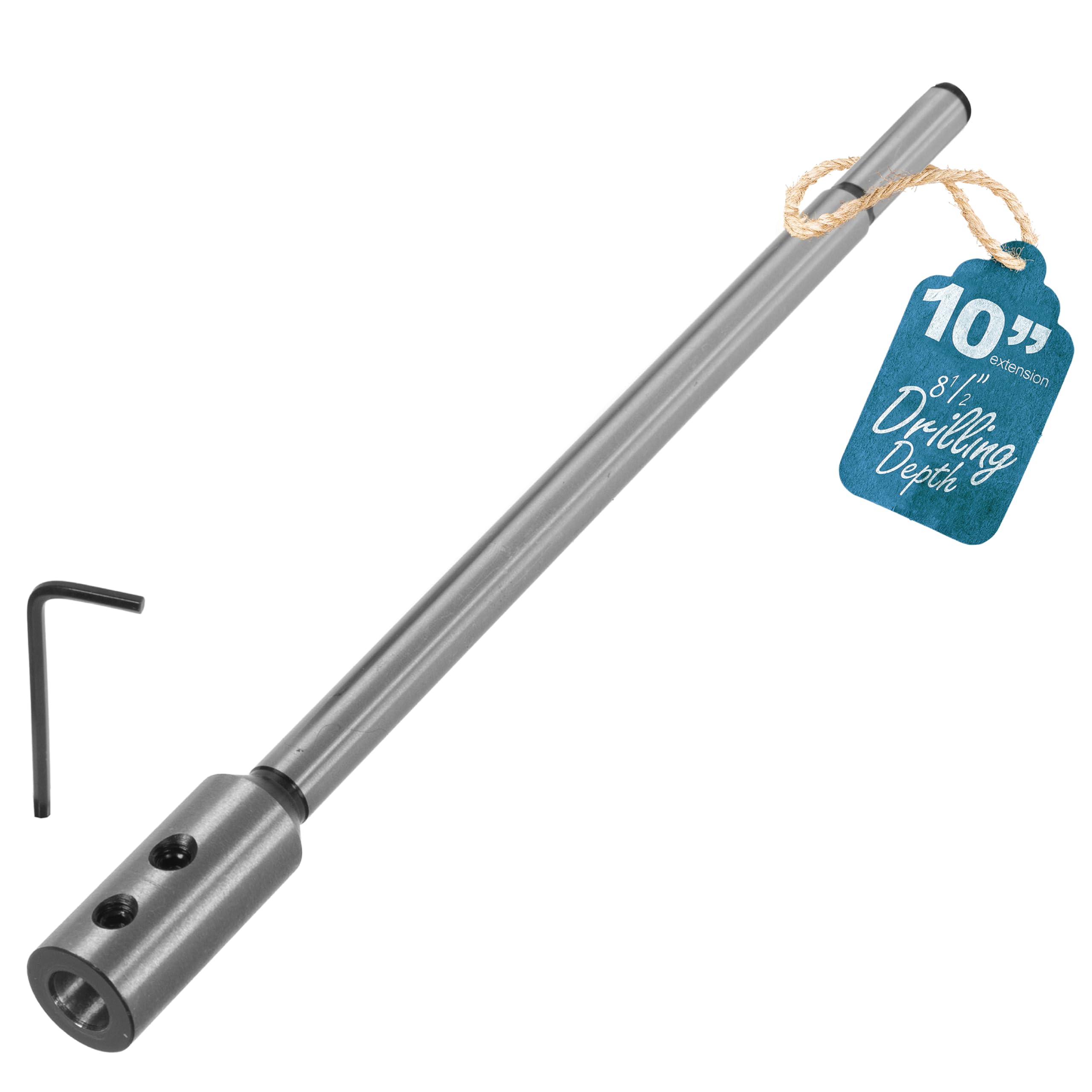 Fulton 10" Forstner Bit Extension – Heavy Duty Steel 3/8 Drill Bit Extension, Adds 8-1/2" Drilling Depth to Forstner Bits for Woodturning, Furniture & Carpentry