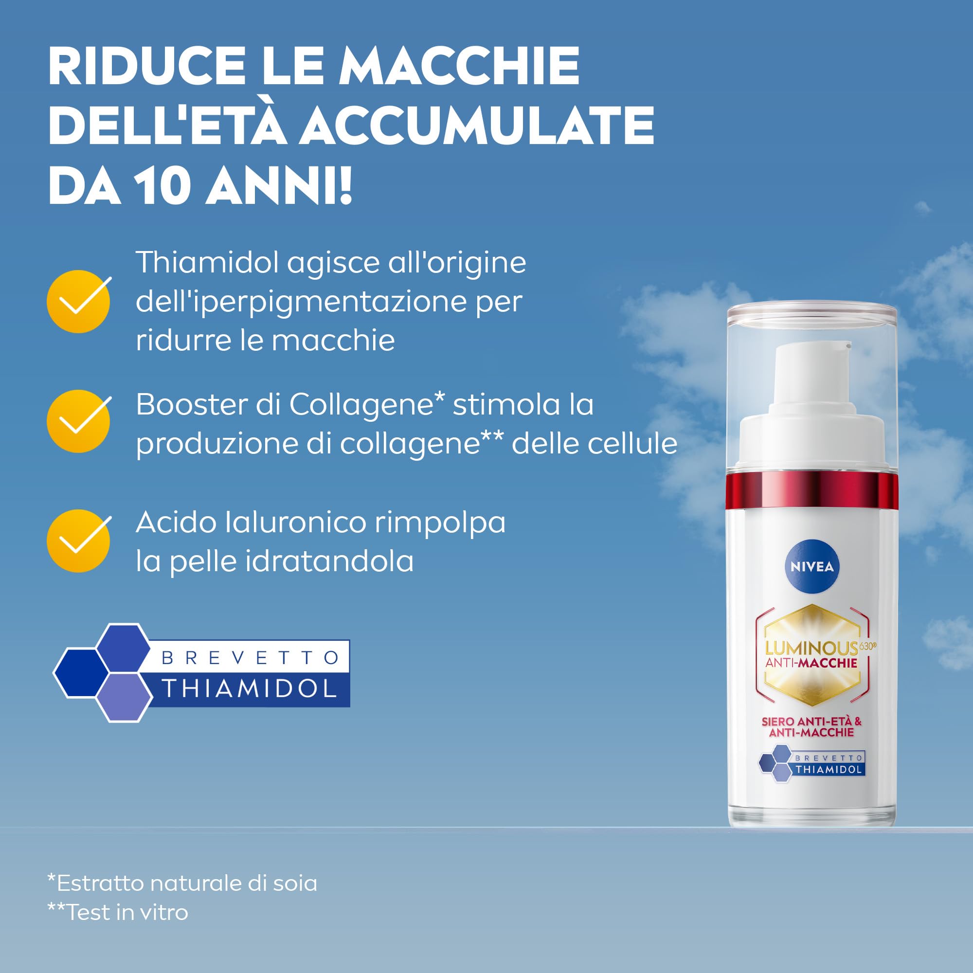 NIVEA Luminous630 Skincare Kit Anti-Macchie, Set skincare completo con Siero Viso Anti-Età & Anti-Macchie 30 ml e Fluido UV Quotidiano Crema viso SPF 50 40 ml con Thiamidol brevettato antimacchia