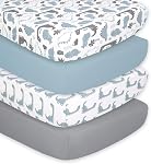 The Peanutshell 4-Pack Ensemble de feuilles de lit de bébé - Super doux & Feuilles de bébé ou garçon respirantes, Decor pour pépinières, Convient pour une feuille de matelas pour crèche standard - Vert botanique