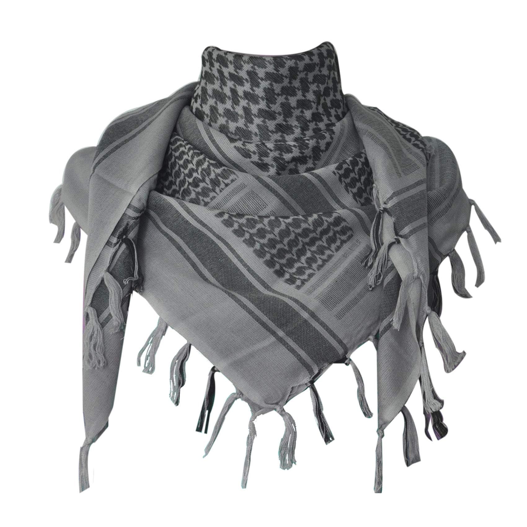 Explore Land Cotton Shemagh Tactical Desert Scarf Wrap (Gray)
