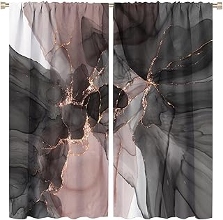 Marble Blackout Curtains Abstract Marble Modern Luxury Black Pink Gold L...