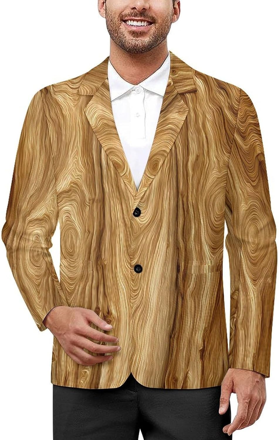 Wood Wooded Grain Mens Blazer Two Button Lightweight Sport Coats Suit Business Jacket