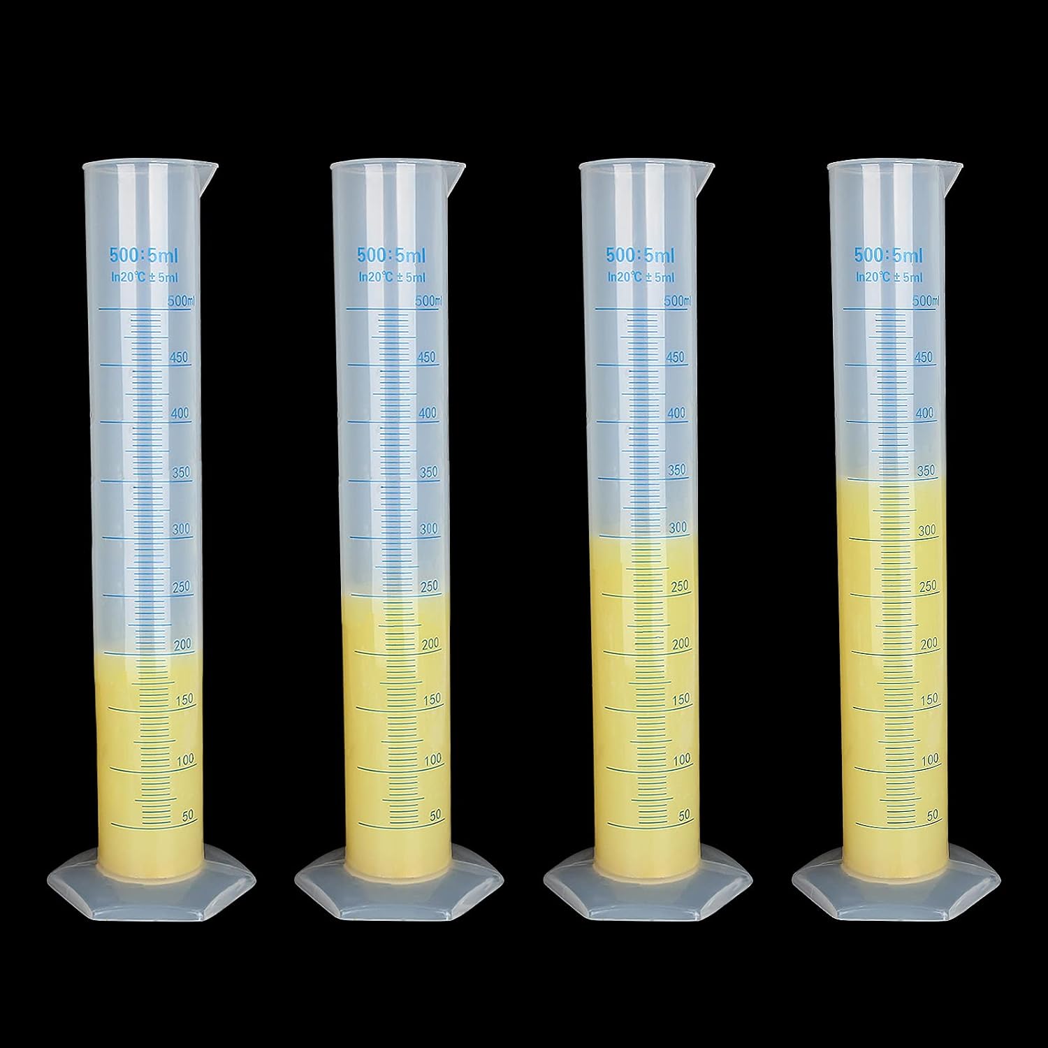 Plastic Graduated Cylinder, Transparent Measuring Cylinder Durable Lab Test Tube Flask, 2-Sided Measuring Lines Graduated Cylinder Beaker for Science Projects, Pour Spout (10, 100ml)