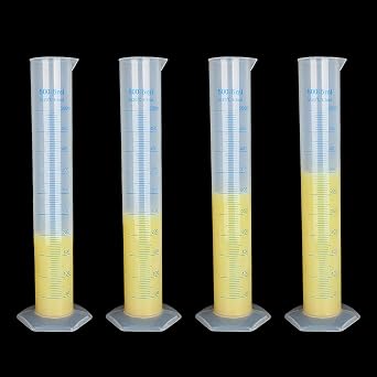 Plastic Graduated Cylinder, Transparent Measuring Cylinder Durable Lab Test Tube Flask, 2-Sided Measuring Lines Graduated Cylinder Beaker for Science Projects, Pour Spout 4, 500ml