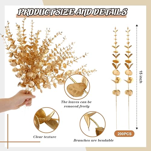 Miniatura 2 de Tallos de eucalipto, hojas de eucalipto artificiales, decoración de eucalipto, ramas de vegetación sintética para centros de mesa de boda, ramo de