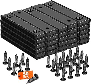 TRYMAG Neodymium Rectangular Magnets 80Lbs, 60 x 13.5 x 5mm Strong Black Bar Magnets with Countersunk Hole and Steel Capsule, Heavy Duty Industrial Rare Earth Magnets with Screw for Mounting, 25 Pack