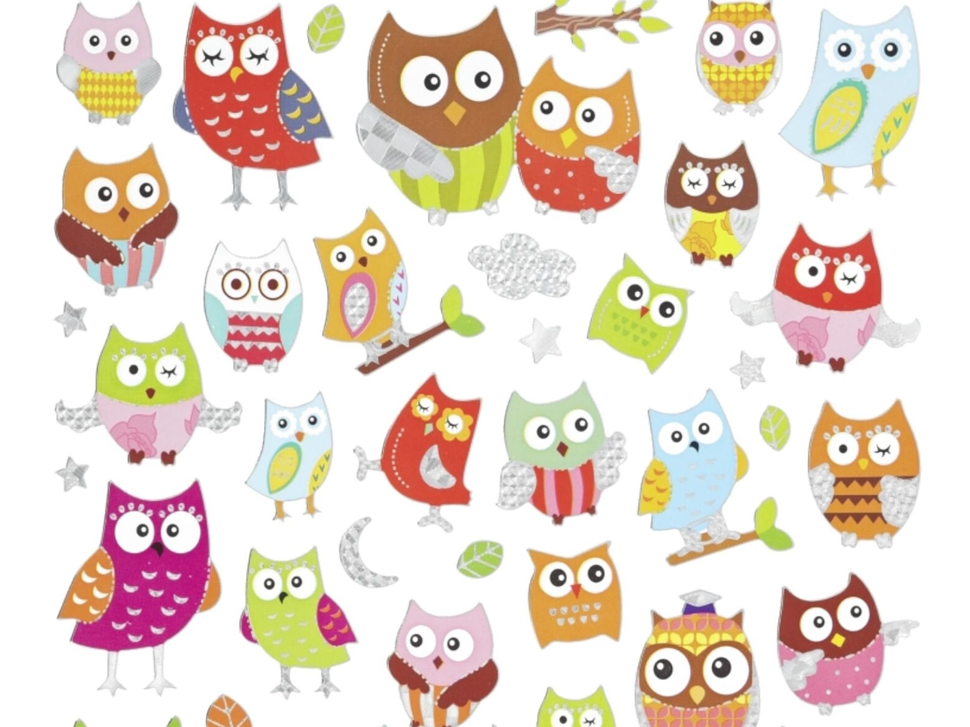 HOBBY-Design Sticker Eulen II – Bastelsticker Für Karten & Scrapbooking, Bogen 15x16,5 Cm