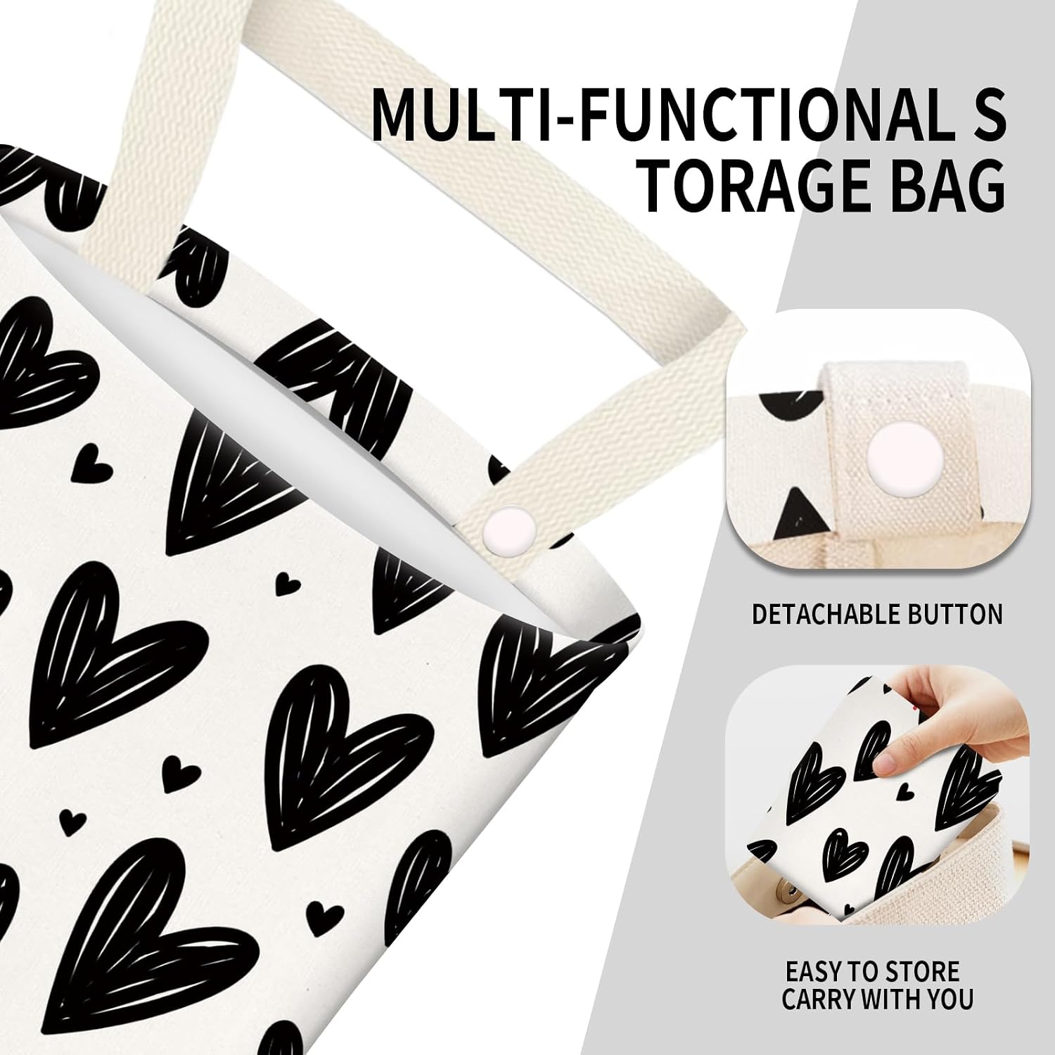 Car Garbage Can, Seat Back Hanging Cute Car Trash Can Bag, Car Organizer and Storage Bag for Travelling, Outdoor Cute Black Heart