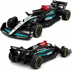 Miniatura de carro F1, Miniatura de carro colecionável, Rodinhas em boraccha e com fricção 13 CM (Preto e verde)