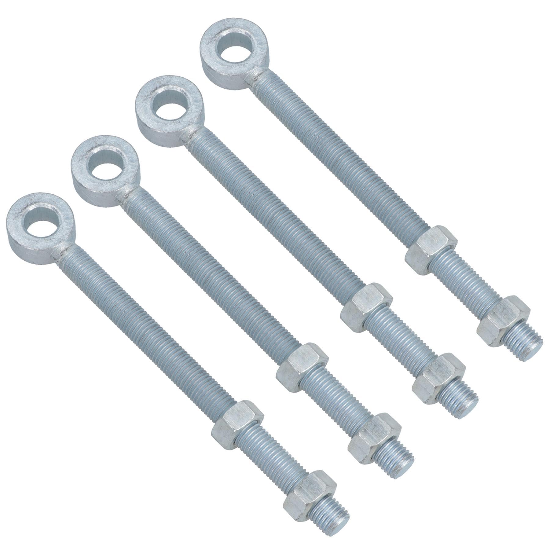 Swing Gate Long Eye Bolts Hinge + Nuts Adjustable Zinc Plated 16 x 150mm 4pc