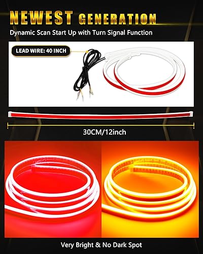 Vista 15 de YM E-Bright Señal de giro secuencial intermitente indicador LED DRL luz de freno de cola diurna para coches, SUV, motocicleta, exterior flexible