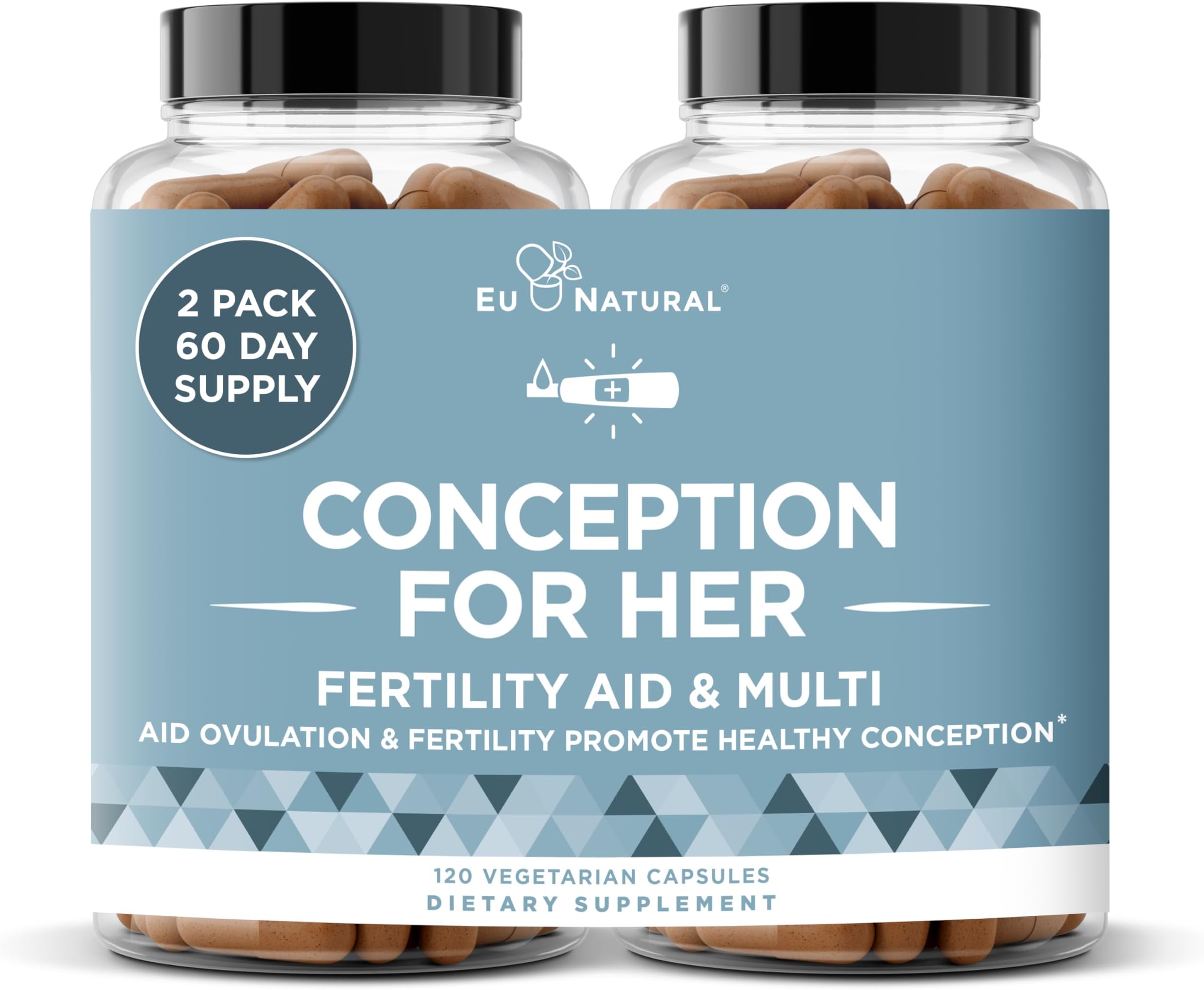 Eu Natural Conception for Her Fertility Supplements for Women - Ovulation, Hormonal Balance & Regular Cycle Support - Myo-Inositol, Folate, Shatavari & Vitex - 120 Vegetarian Capsules