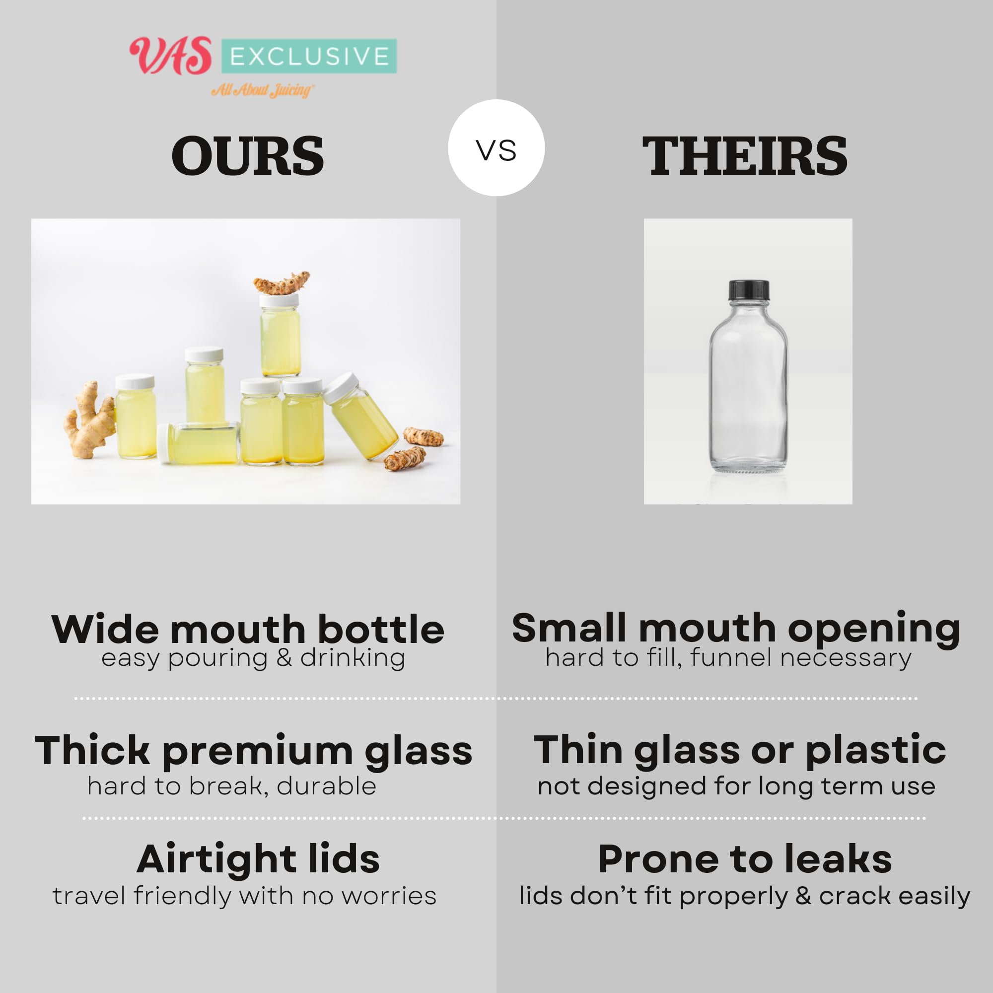 Amazon.com: Juice Shot Bottles with Caps - Wide Mouth for Juicing