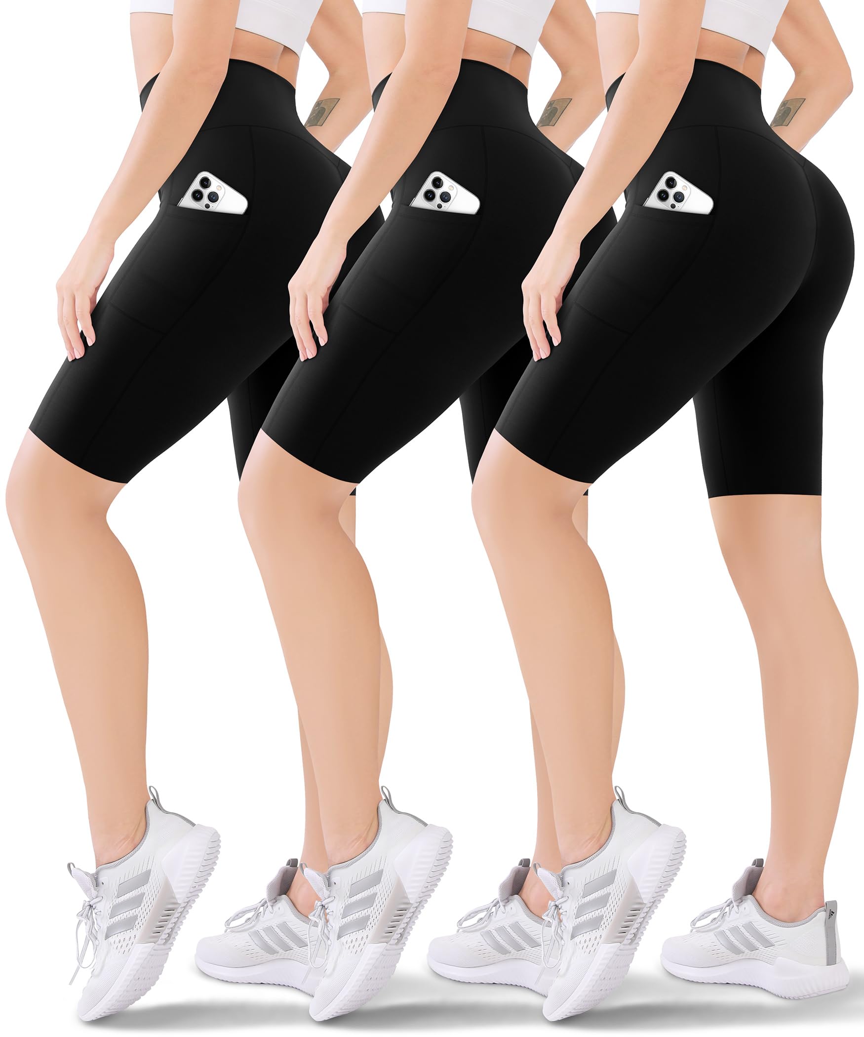 Blisset 3 Pack Women's Active Shorts - 3”/5”/8”High Waist Tummy Control No See -Through for Cycling Jogging Gym Workouts