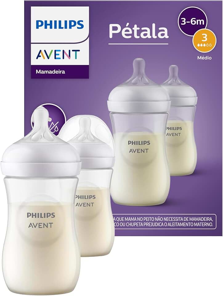Philips Avent Kit de Mamadeira Pétala 3.0 duplo 9oz/260ml com tetinas de fluxo médio (Flow 3), SCY903/02