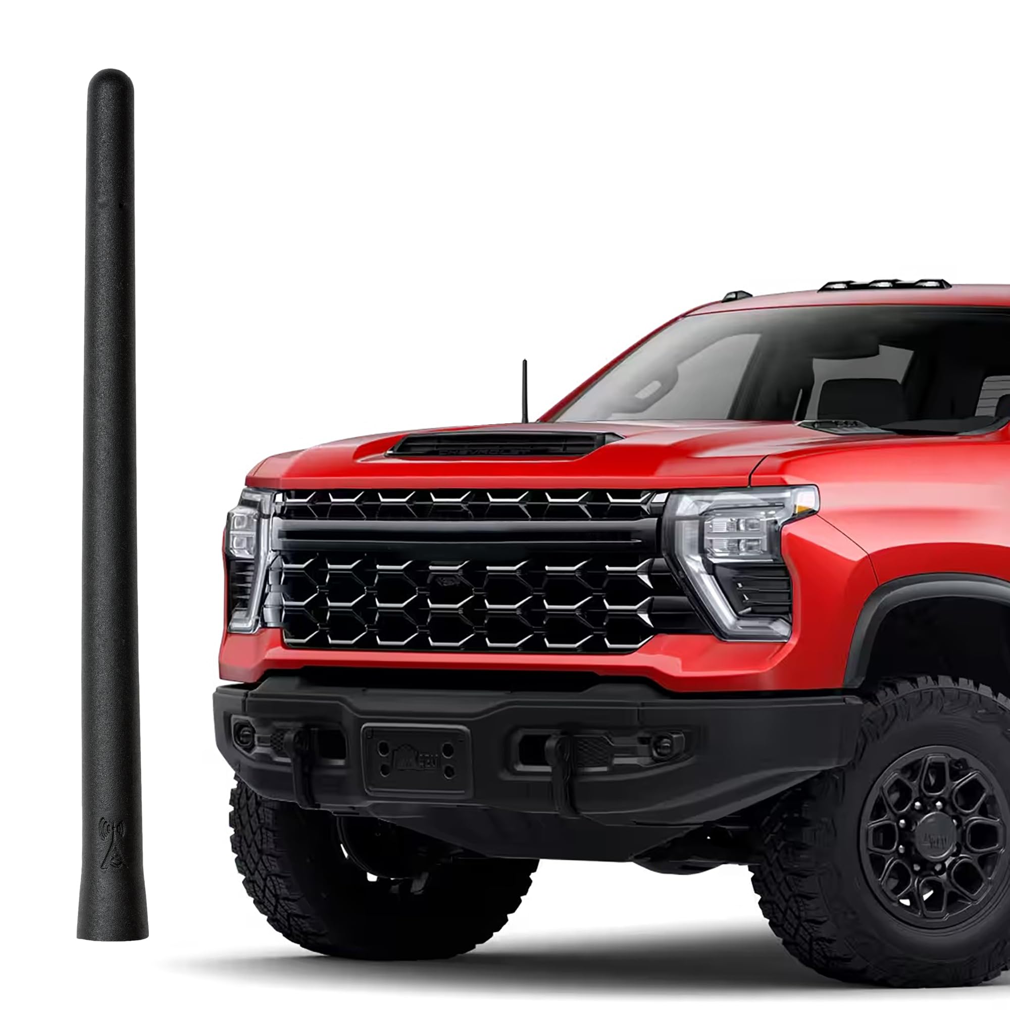 AntennaMastsRus - The Original 6 3/4 INCH is Compatible with Chevrolet Silverado 2500 (2020-2025) - Car Wash Proof Short Rubber Antenna - Reception Guaranteed - Internal Copper Coil