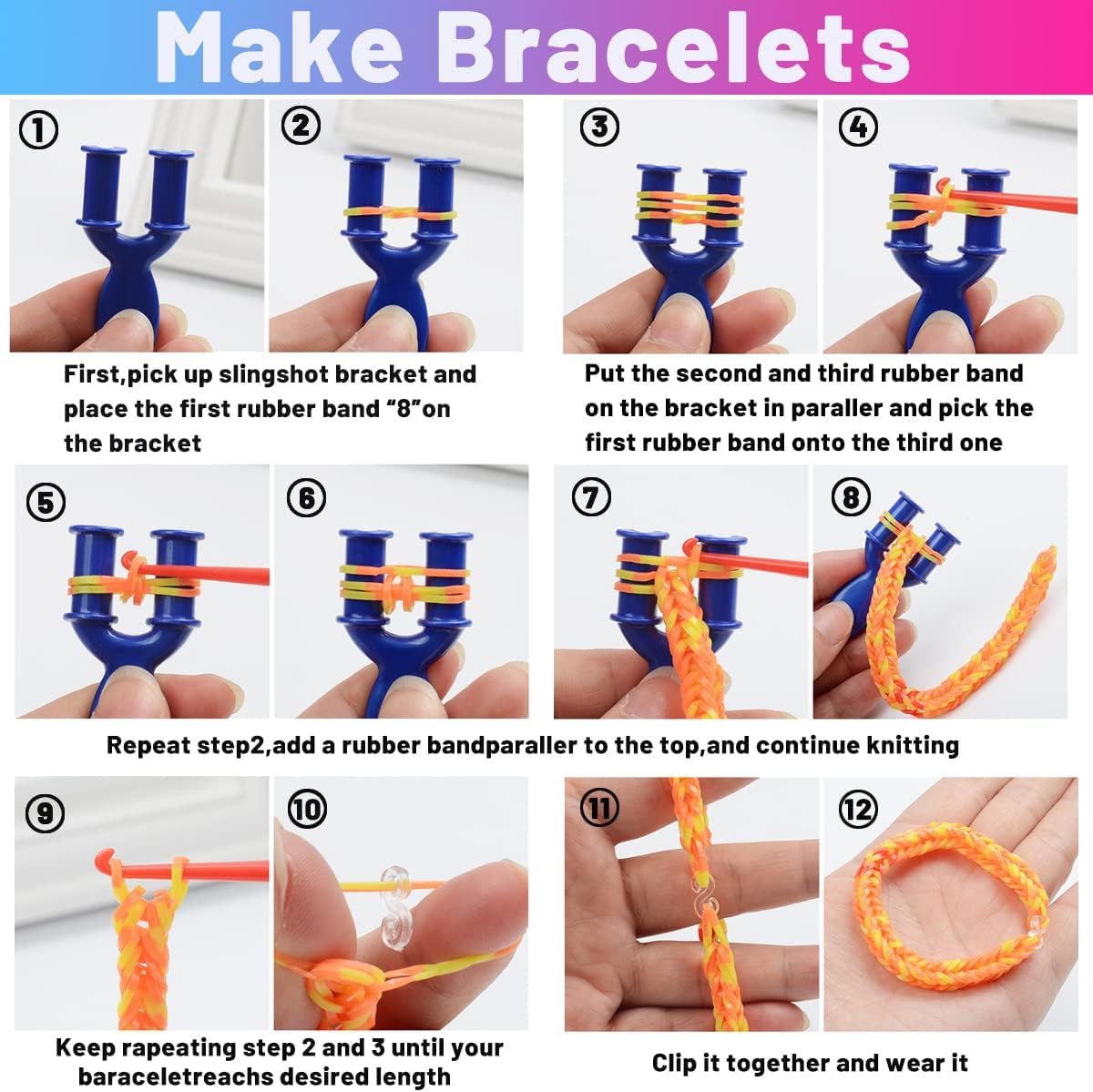 Nestling Kit Elastici per Braccialetti, 2500+ DIY Loom Nastri, 32 Colori Per Creare Gioielli, Perline, Regalo Giocattolo