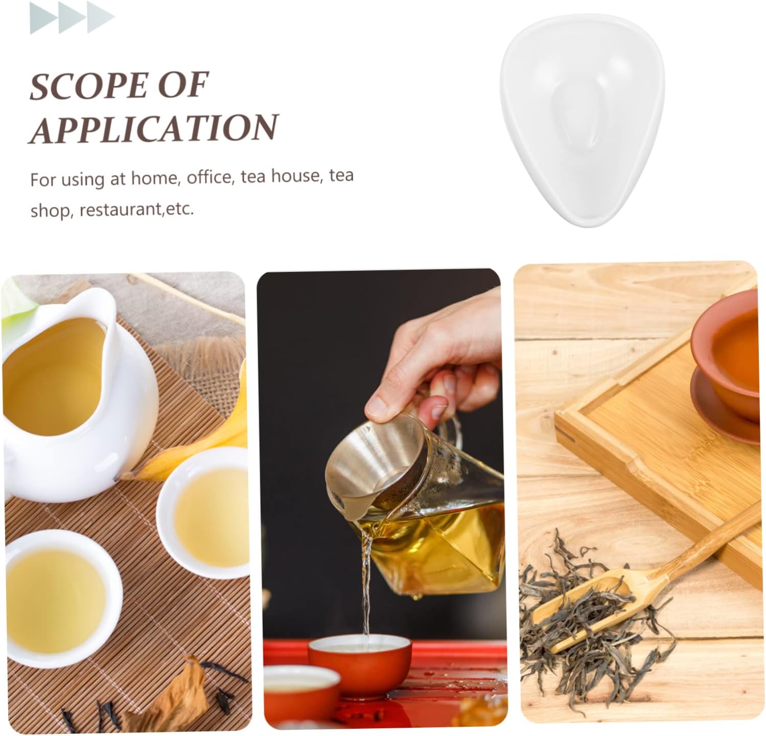Porcelain Loose Leaf Tea Scoop White Ceramic Spoon for Tea Houses
