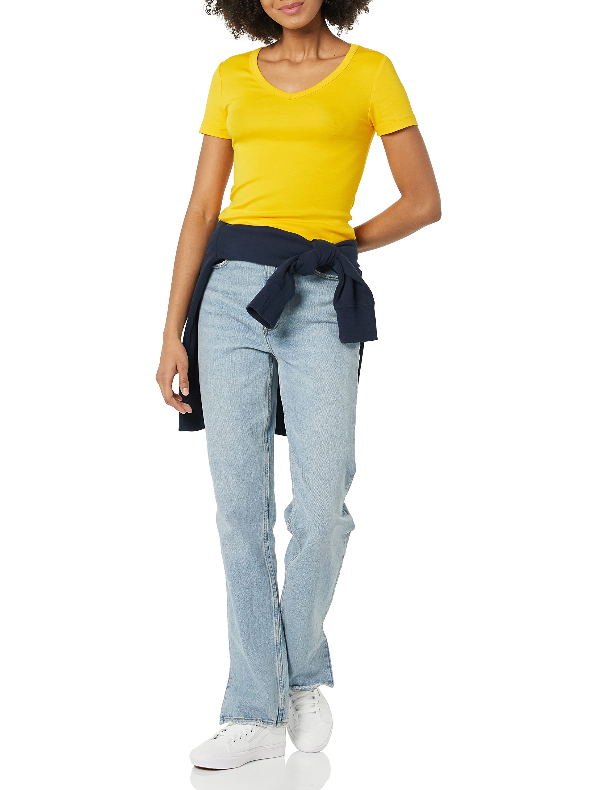 Amazon Essentials Donna T-Shirt con Scollo a v a Maniche Corte Slim