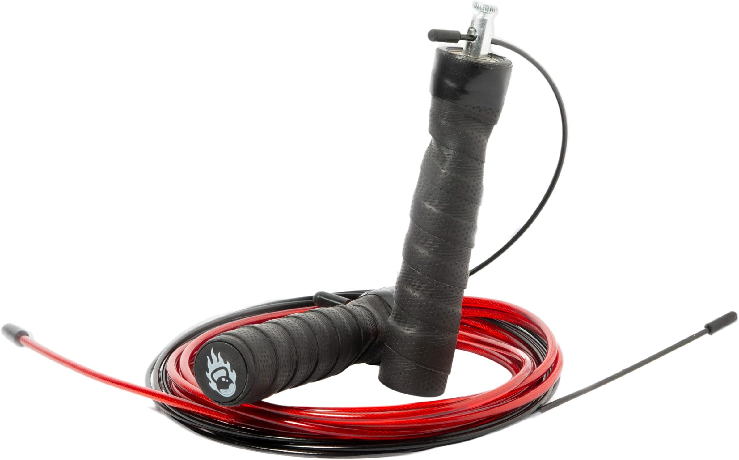 Burnlab Anti Slip Adjustable Skipping Rope Suitable for Gym, Crossfit, Double Unders, Speed Jumping, Cardio and Weight Loss - for Men and Women (Black and red)